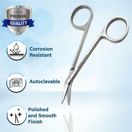 A2Z Scilab Stitch Suture Scissors Angled 4.5 One Hook Blade Stainless Steel, Silver A2Z-ZR872